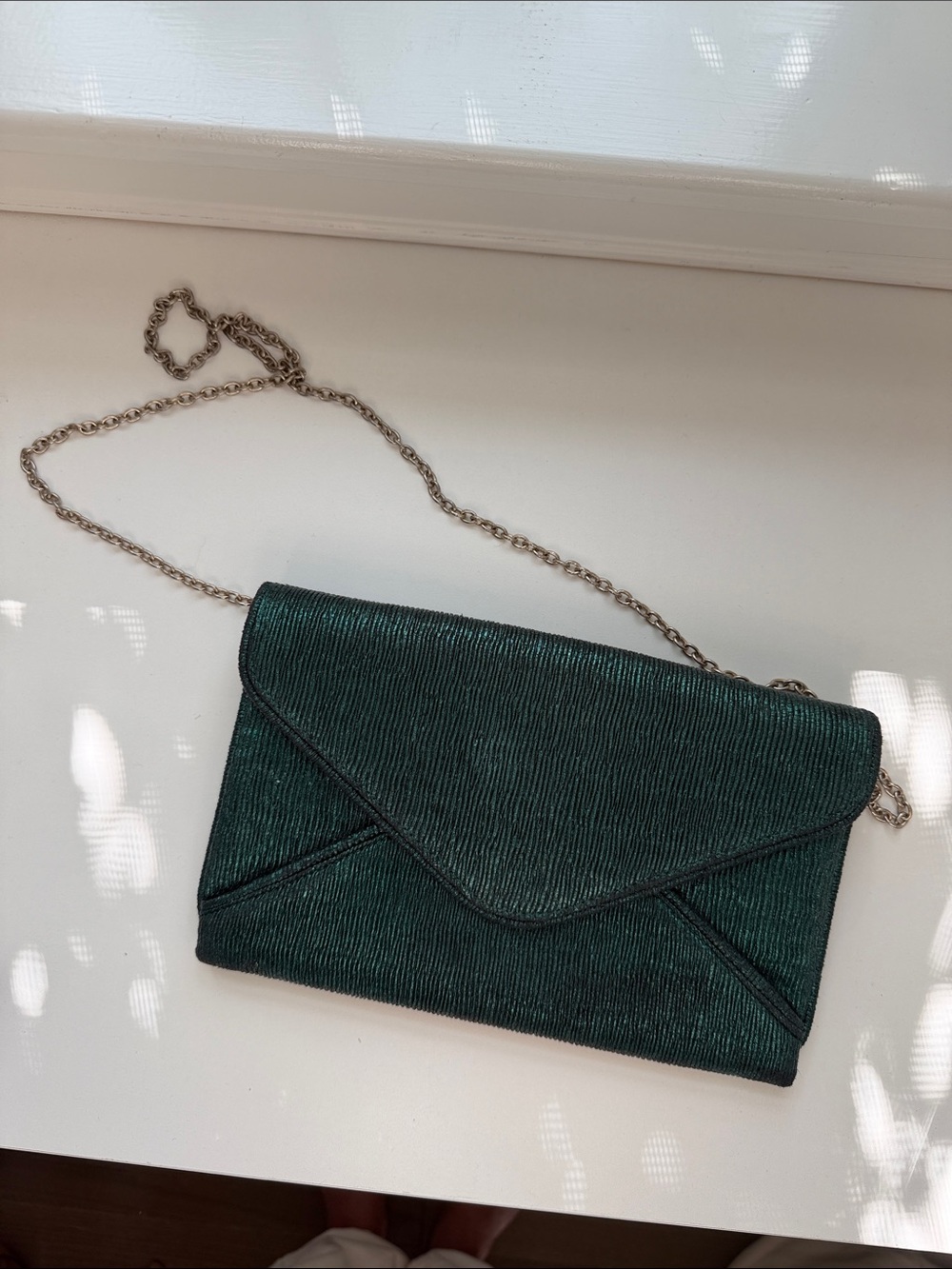 Elegant Green Envelope Chain Clutch - Women’s Evening Bag